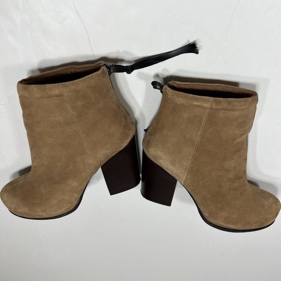 Jeffrey Campbell Rumble Tan Leather Zip Up Block Heel Ankle Boots Women's Sz 10M - Picture 10 of 12